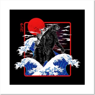 Great Wave Godzilla Posters and Art